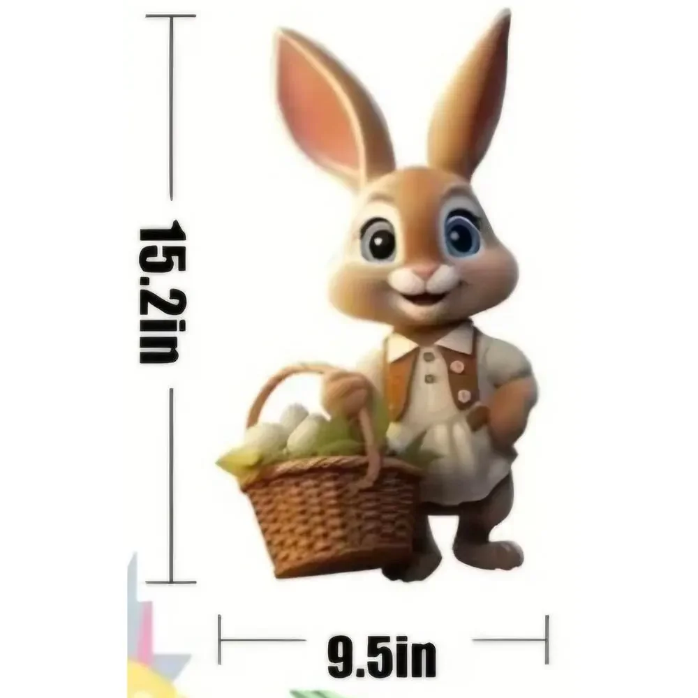 Easter bunny w brown vest & basket w eggs, yard, lawn sign, wreath, crafts DIY